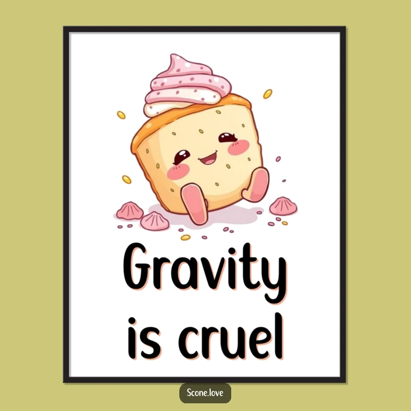 Funny Tripping Scone Poster: Comical Baking Art, Perfect Funny Gift for Decor