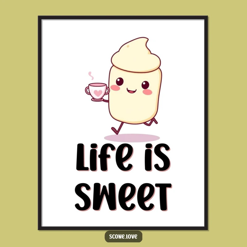 Funny Kawaii Scone Poster - Joyful Tea Time Wall Art, Delightful Gift
