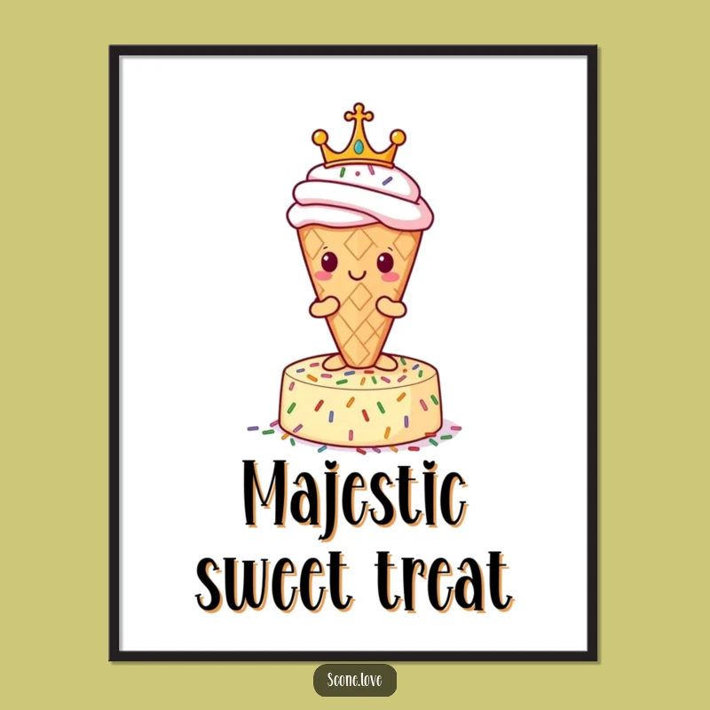 Funny Royal Scone Poster - Humorous Pastry Wall Art Gift
