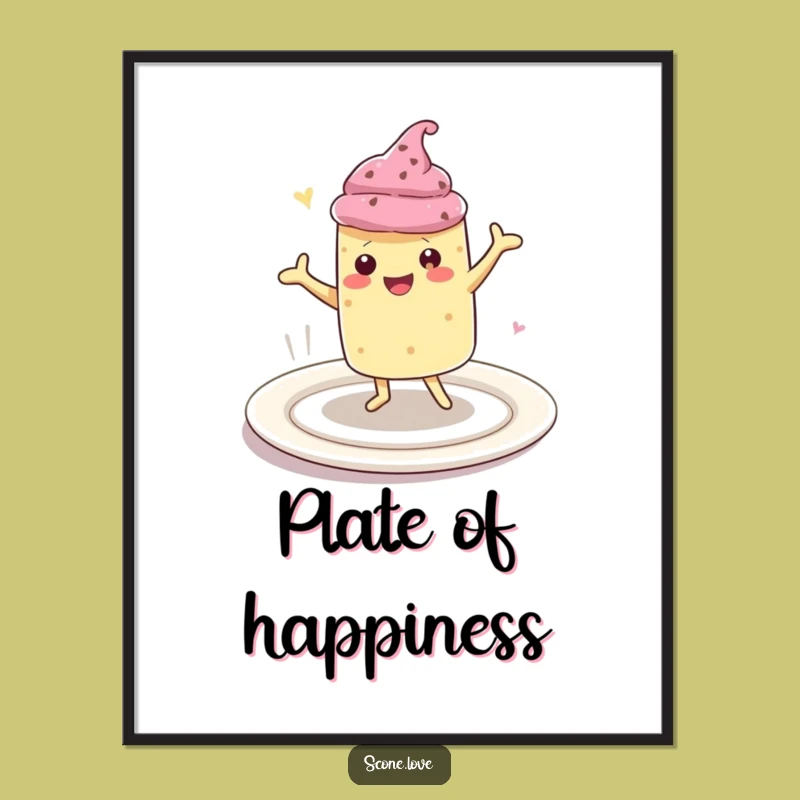 Funny Kawaii Scone Happy Dance Poster: Joyful Wall Art Funny Gift