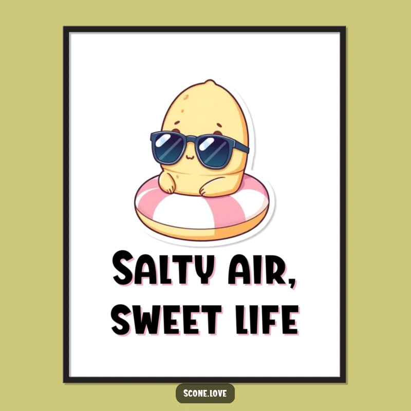 Funny Scone Sunglasses Beach Float Poster: Hilarious Wall Art for Relaxation