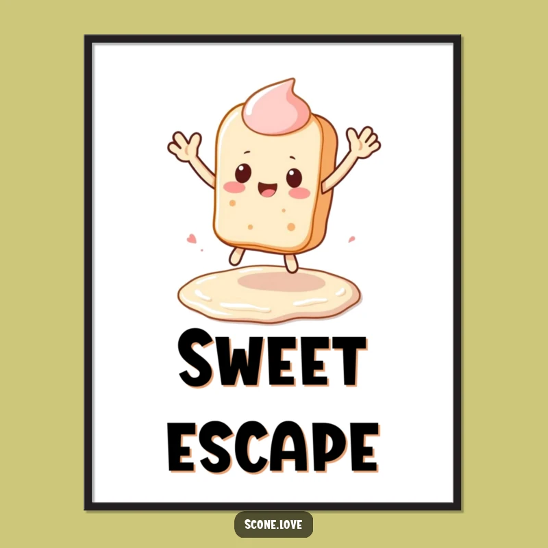 Funny Kawaii Scone Poster - Baking Leap Wall Art, Hilarious Decor Gift!