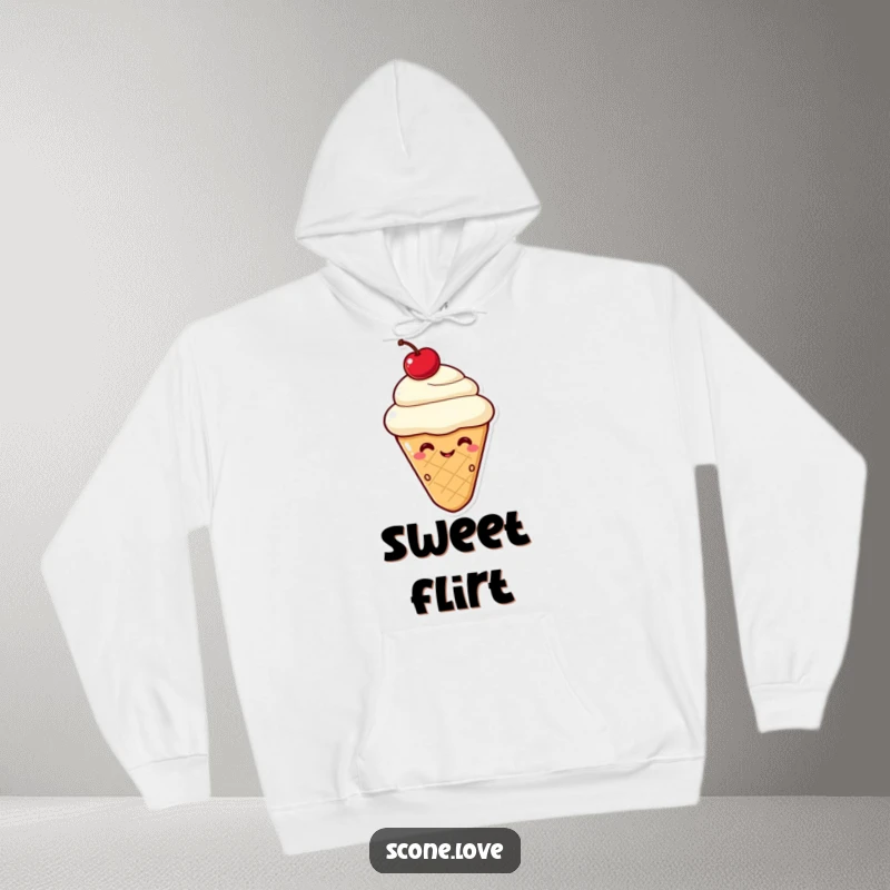 Funny Kawaii Scone Wink Hoodie: A charming scone with a cherry on top gives a knowing wink.