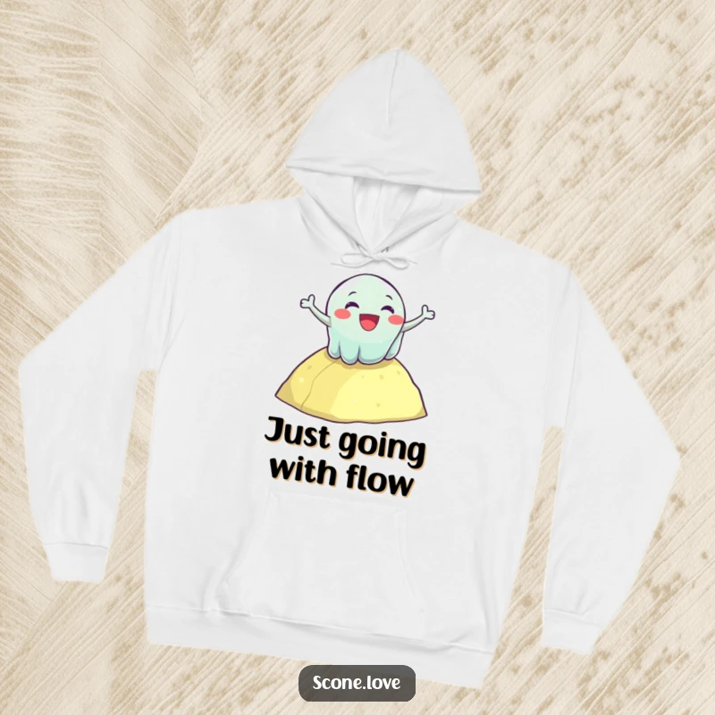 Funny hoodie featuring a happy, wobbly jelly tumbling down a hill, offering warmth and a dose of jiggly humor.