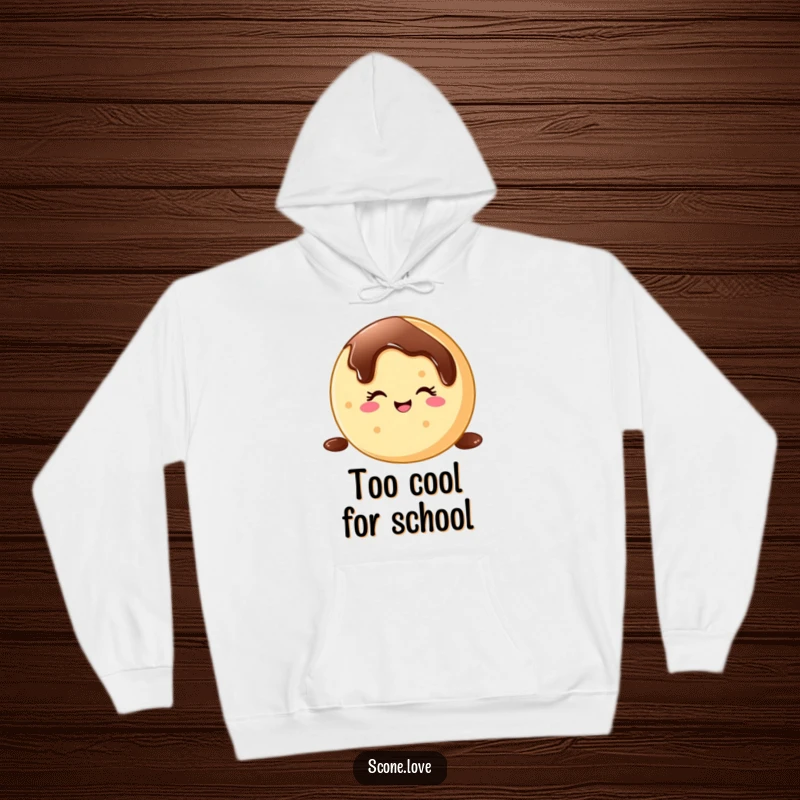 Funny donut wink hoodie, a cute anthropomorphic baked good winking as it slides down a sweet chocolate drizzle, ideal for comfort.