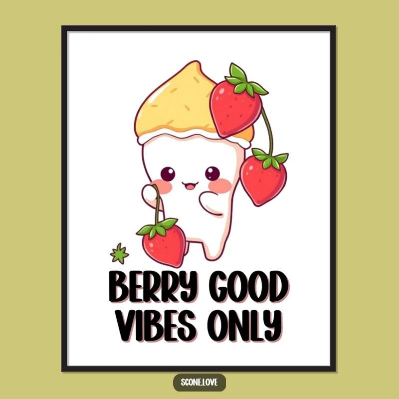 Free Printable Wall Art: Funny Kawaii Scone & Strawberry - Hilarious Downloadable Decor!