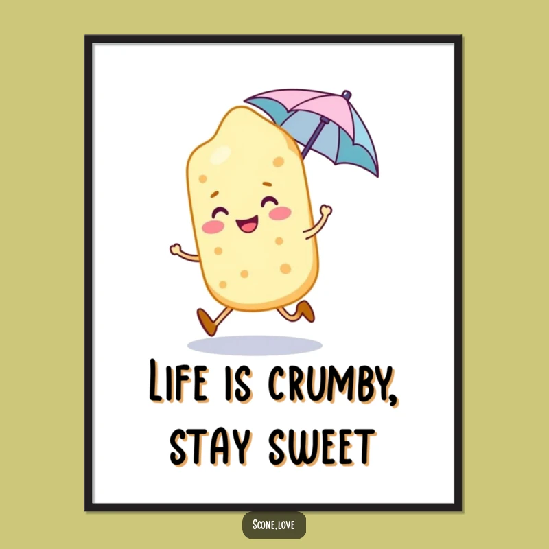 Free Printable Wall Art: Funny Scone Character Skipping Art