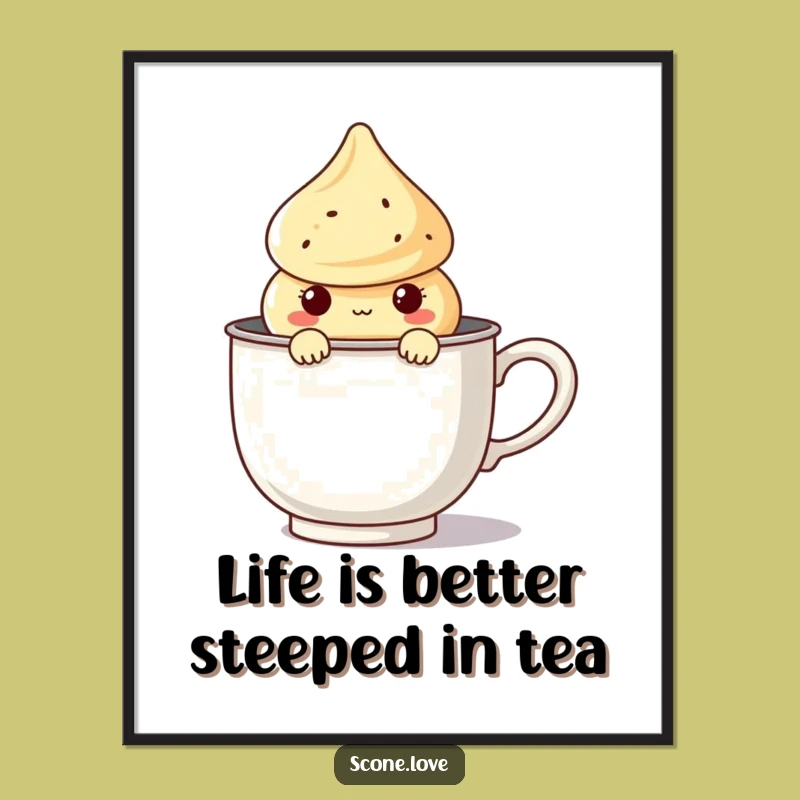 Free Printable Wall Art: Kawaii Scone Tea Infuser, Humorous Baked Decor