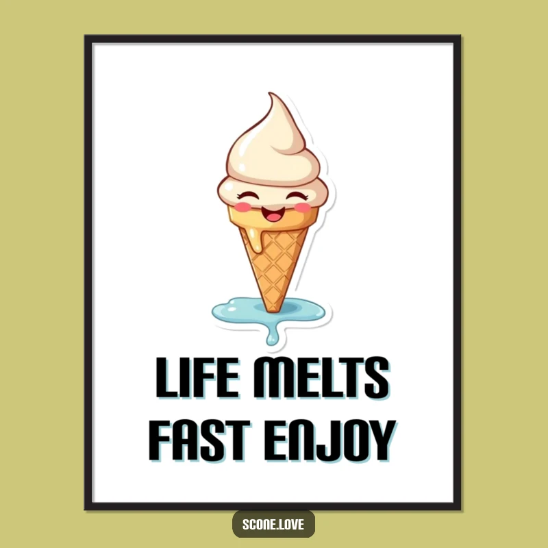 Free Printable Wall Art: Joyful Melting Ice Cream - Funny Downloadable Decor