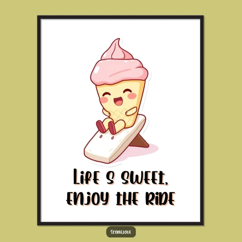 Free Printable Scone Art: Funny Whipped Cream Slide Downloadable Wall Decor
