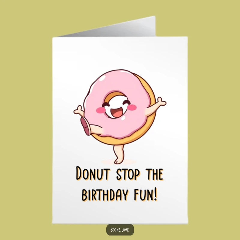 Free Printable Birthday Card: Funny Donut Kicks! A Joyful Downloadable Greeting.