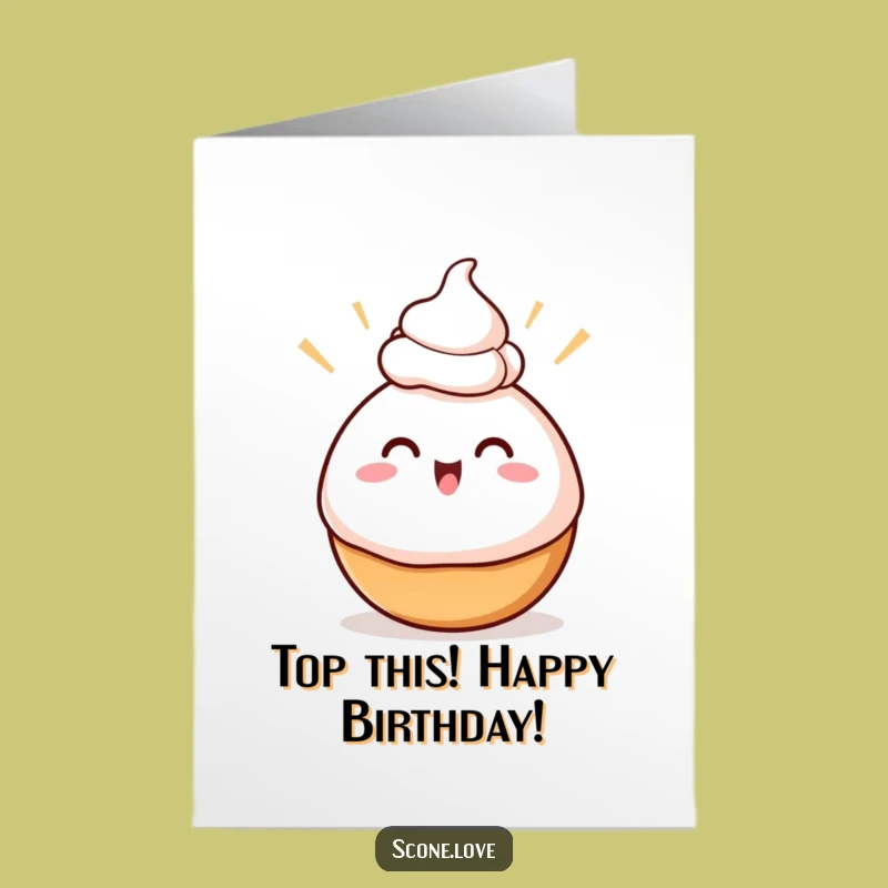 Free Printable Birthday Card: Cream Topped Donut Funny Food Downloadable Gift