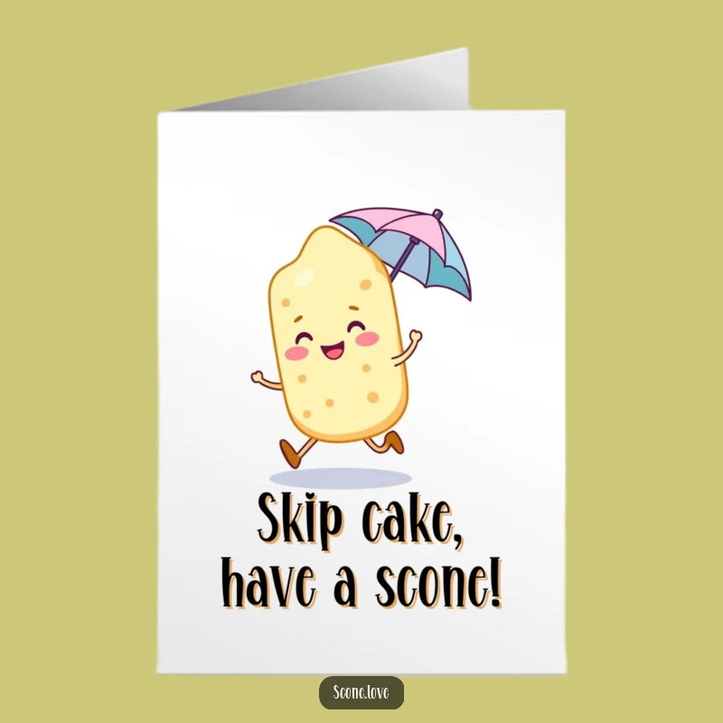 Free Printable Birthday Card: Funny Scone Character Skipping Gift