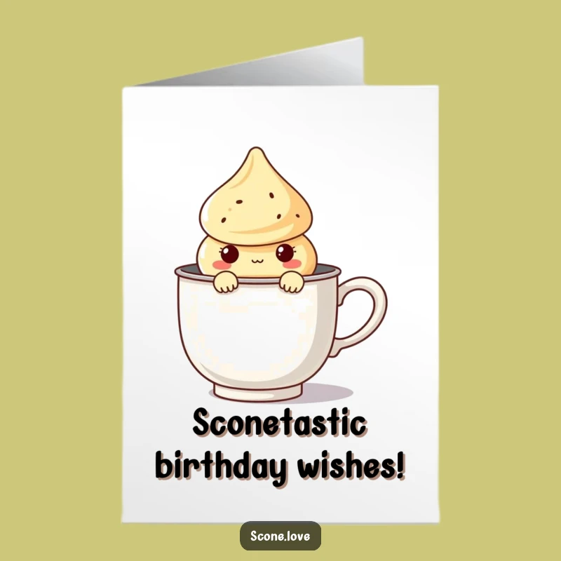 Free Printable Birthday Card: Kawaii Scone Tea Infuser, Funny Baked Art