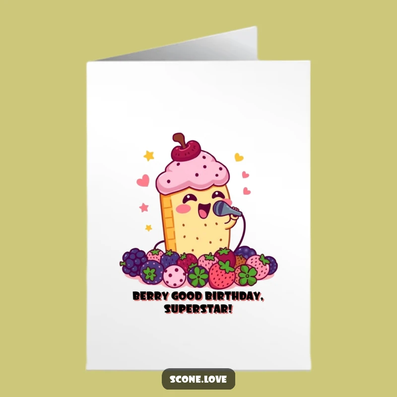 Free Printable Birthday Card: Singing Scone Rock Star - Funny Downloadable Gift