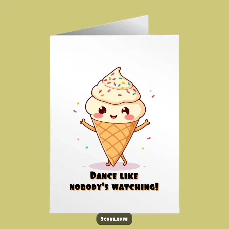 Free Printable Kawaii Scone Dancing Card: Funny Downloadable Birthday Gift for a Sweet Treat Lover