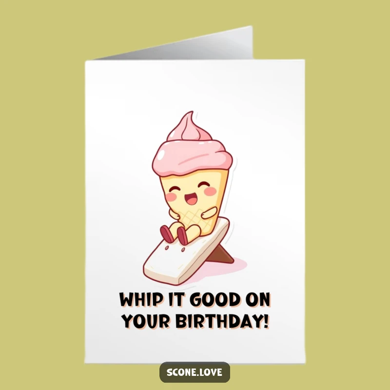 Free Printable Scone Birthday Card: Funny Whipped Cream Slide Downloadable Gift