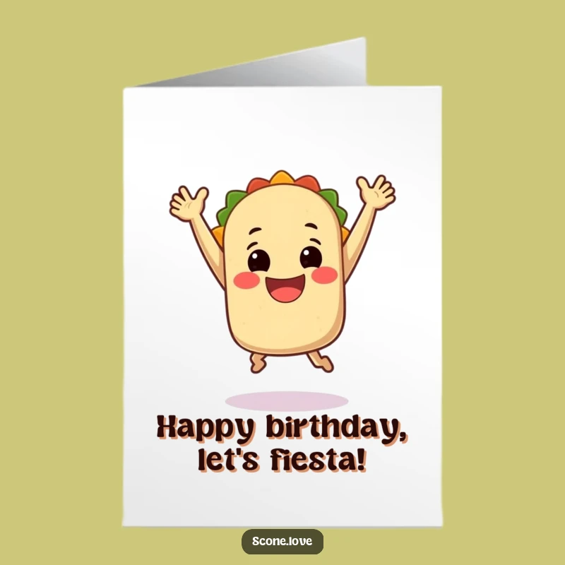 Free Printable Birthday Card: Jumping Taco Fun, Hilarious Downloadable Greeting for Foodies