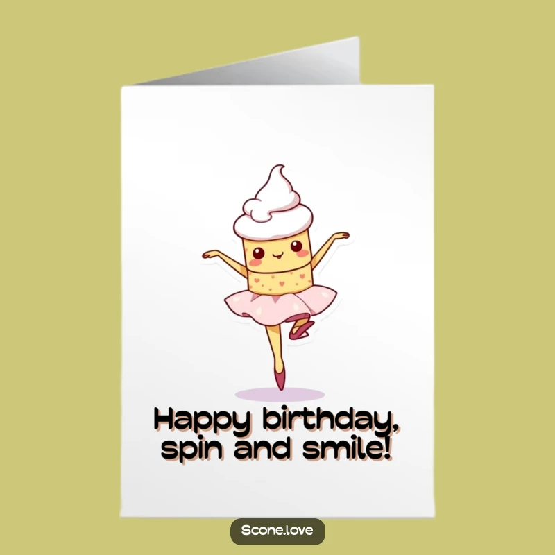 Free Printable Birthday Card: Funny Kawaii Scone Ballet Fun Gift