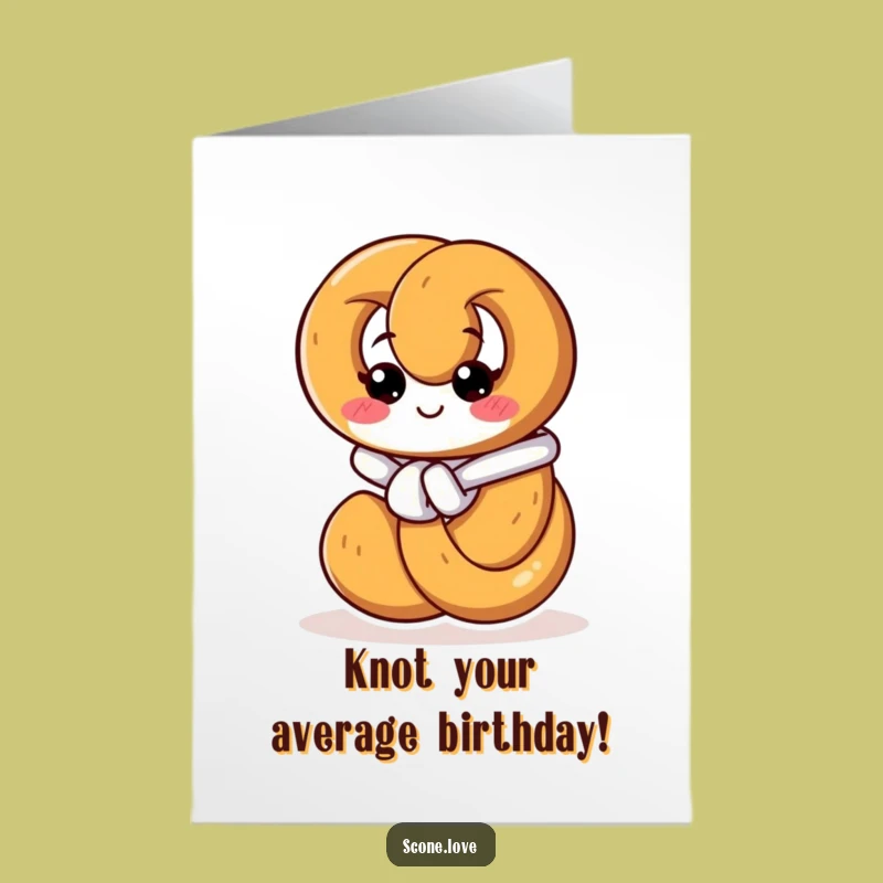 Free Printable Funny Birthday Card: Determined Pretzel Knot - Humorous Downloadable Gift