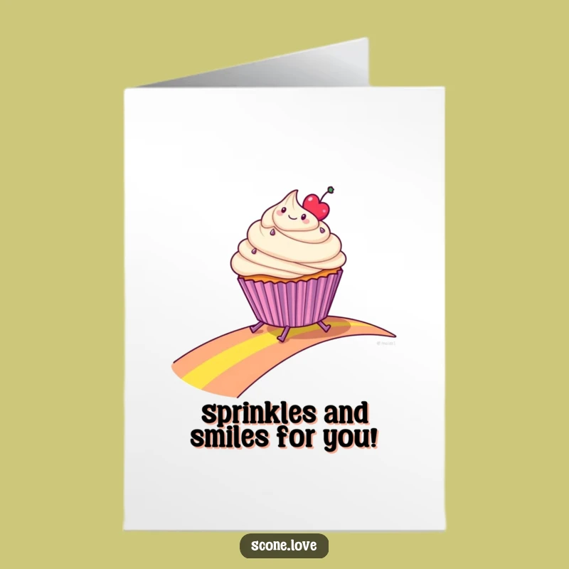 Free Printable Birthday Card: Funny Cupcake Rainbow Slide for a Hilarious Downloadable Gift