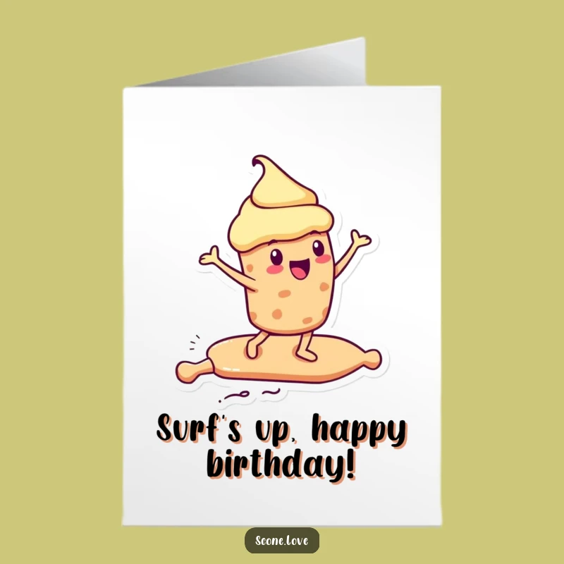 Surf's Up Free Printable Birthday Card: Scone Rides Rolling Pin, Gift!