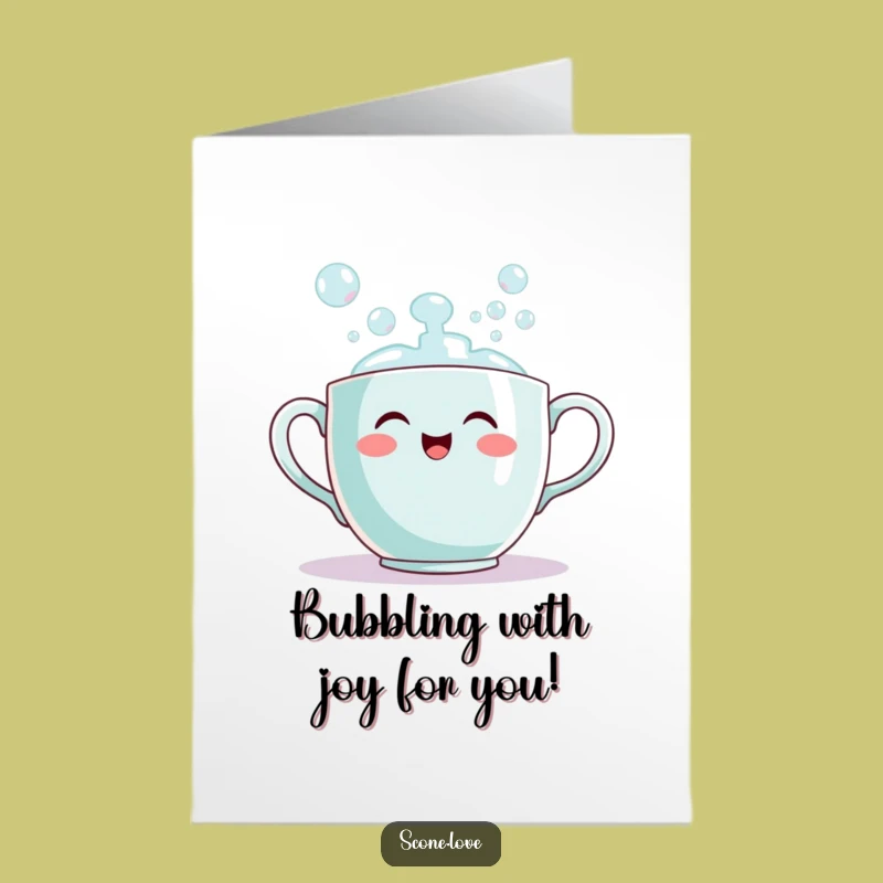 Free Printable Congrats Card: Bubbly Success, Joyful Teacup Downloadable Gift