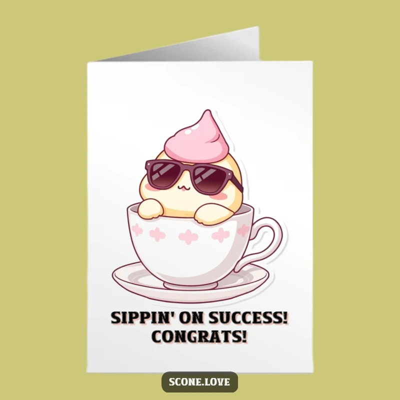 Free Printable Congrats Card: Cool Scone Teacup Chill, Hilarious Achievement Gift