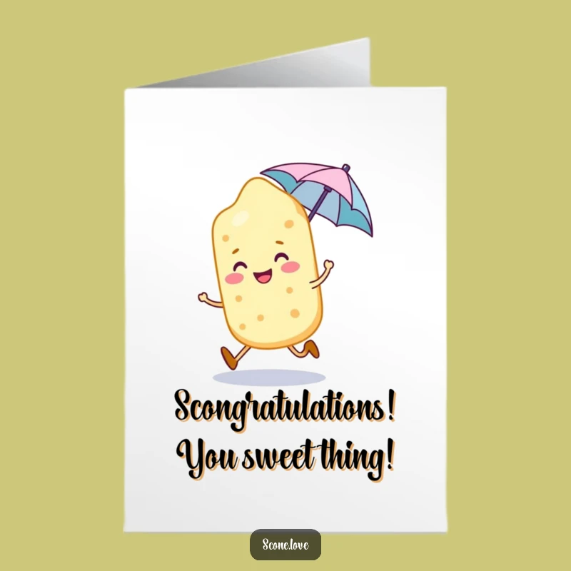 Free Printable Congratulations Card: Funny Scone Character Celebration