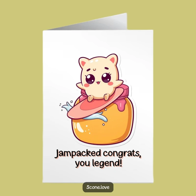 Free Printable Congratulations Card: Funny Scone Jam Jar Surf