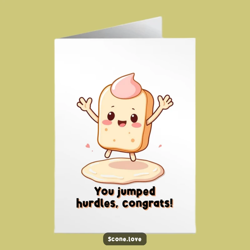 Congrats Free Printable Card: Scone's Sweet Victory Leap, Downloadable Gift!