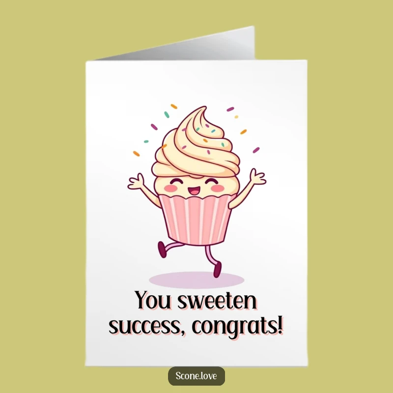Free Printable Congrats Card: Cupcake Jig! Celebrate Success with Laughs. Downloadable.