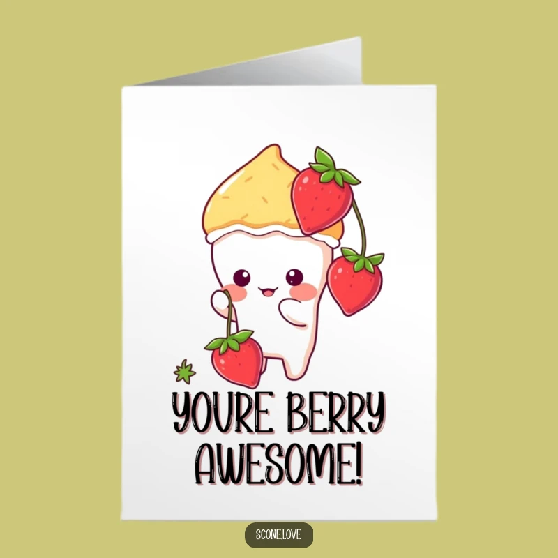 Free Printable Congrats Card: Kawaii Scone & Strawberry - Funniest Downloadable Gift!