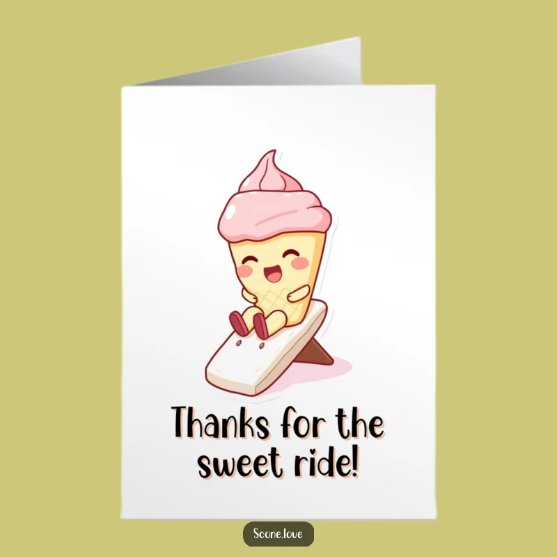 Free Printable Scone Thank You Card: Funny Whipped Cream Slide Downloadable Gift