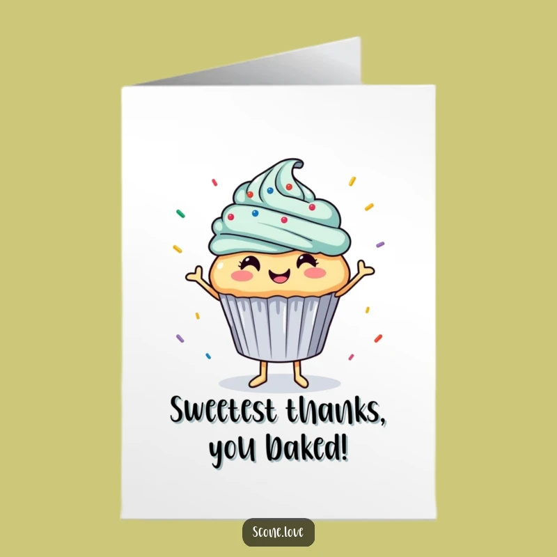 Free Printable Thank You Card: Dancing Cupcake - Sweet Appreciation Downloadable