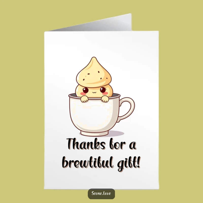 Free Printable Thank You Card: Kawaii Scone Tea Infuser, Baked Art