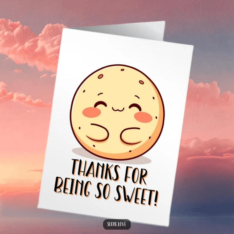 Funny Free Printable Thank You Card depicting a contented donut melting into a warm embrace, expressing heartfelt thanks.