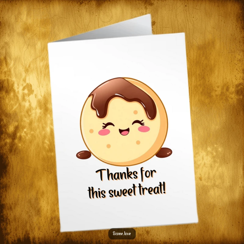 Funny Free Printable Thank You Card displaying a cheerful winking donut mid-slide on chocolate drizzle, perfect for heartfelt thanks.