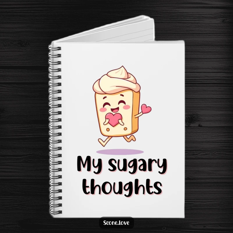 Funny Scone Love Notebook: A notebook featuring a happy scone holding a heart, great for creative notes.