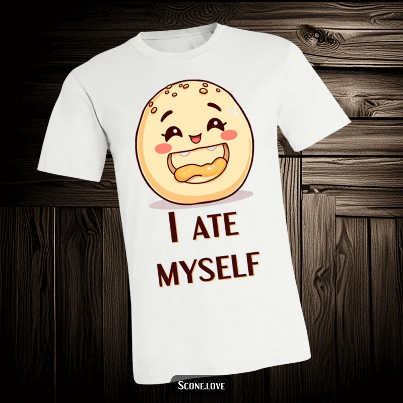 Funny Donut T-Shirt, illustrating a smiling baked good triumphantly biting into another, representing a hilarious and sweet conflict.