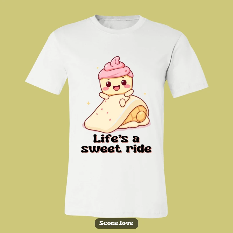Funny Kawaii Scone Frosting Slide T-Shirt - Cheerful Humorous Pastry Tee