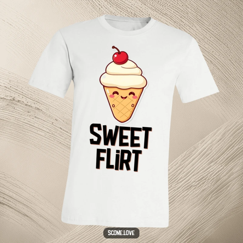 Funny Kawaii Scone Wink T-Shirt: A scone with a cherry on top gives a mischievous wink, a fun design.