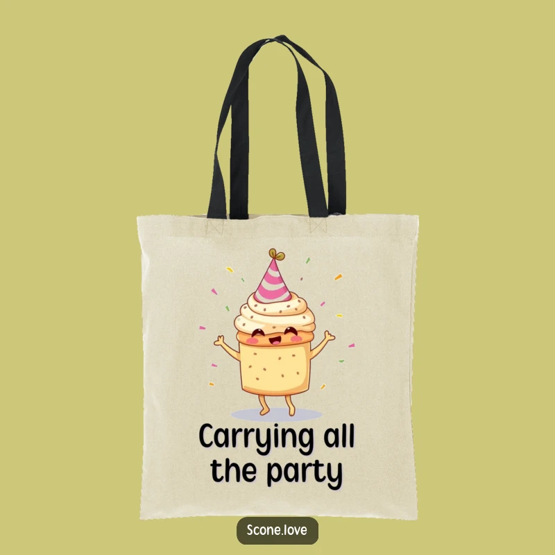 Funny Scone Party Hat Dancing Tote Bag: Carry Your Joy Hilariously