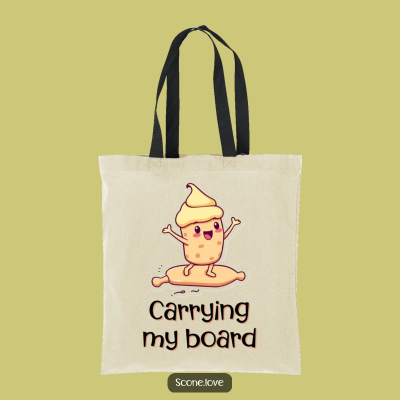 Funny Kawaii Scone Tote Bag - Rolling Pin Surfer Accessory, Perfect Gift!