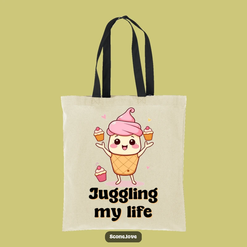 Funny Kawaii Scone Juggling Tote Bag: Carry Your Energy, A Chic Baker Gift