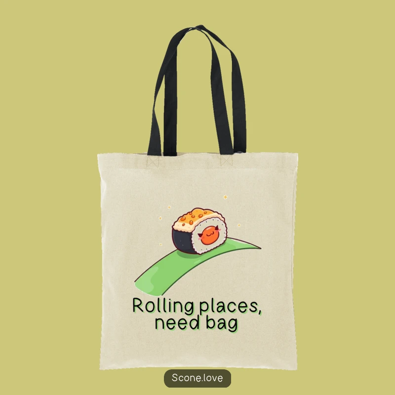 Funny Rolling Sushi Tote Bag: Carry Your Calm, Practical Funny Gift for Food Lovers!