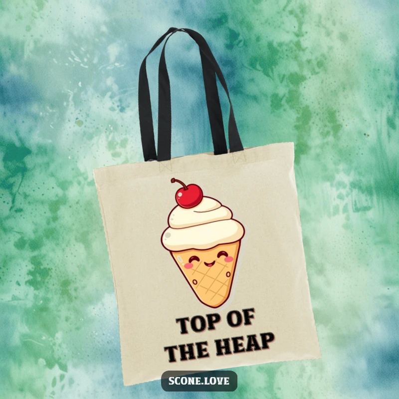 Funny Kawaii Scone Wink Tote Bag: A scone with a cherry on top gives a cheeky wink, a fun accessory.